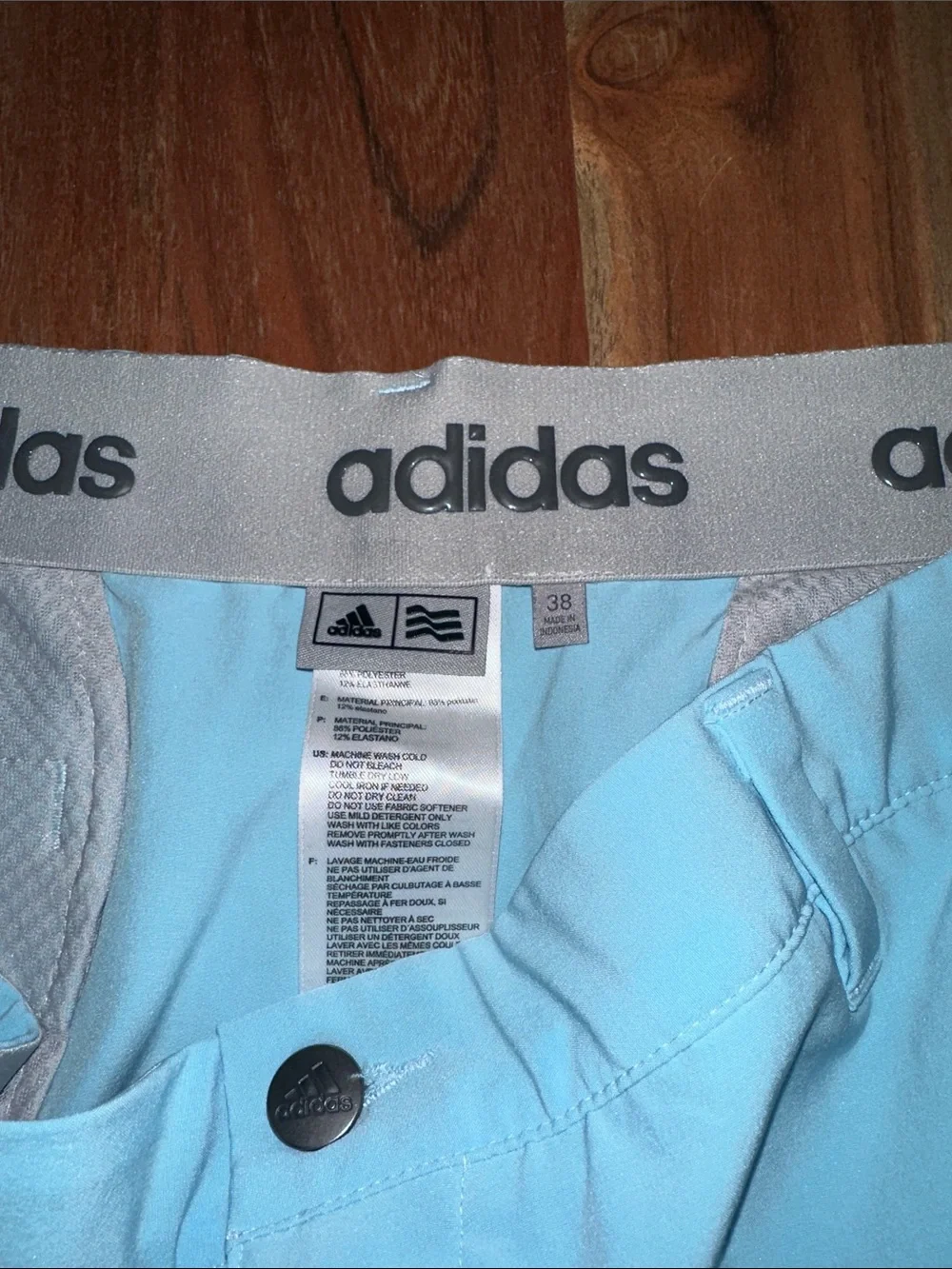 adidas Men's Light Blue Flat Front Performance Shorts
